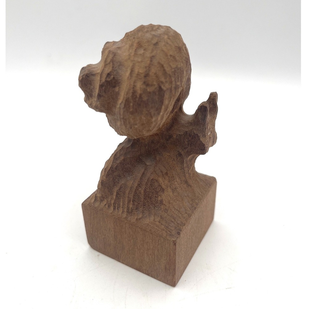 Hand Carved gouged Wooden Snail Sculpture Artisan Signed Folk Art Cottagecore